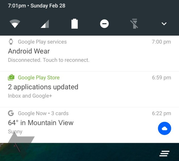 Suposto painel de notificações do Android 7 (Foto: Reprodução/Android Police) Suposto painel de notificações do Android 7 (Foto: Reprodução/Android Police)