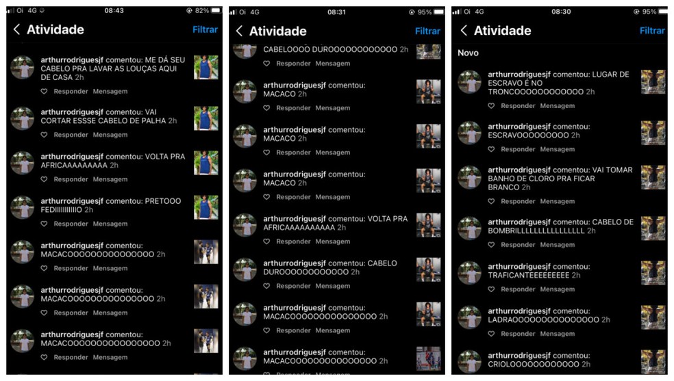 Jogador de futebol baiano denuncia insultos racistas nas redes sociais — Foto: Arte g1