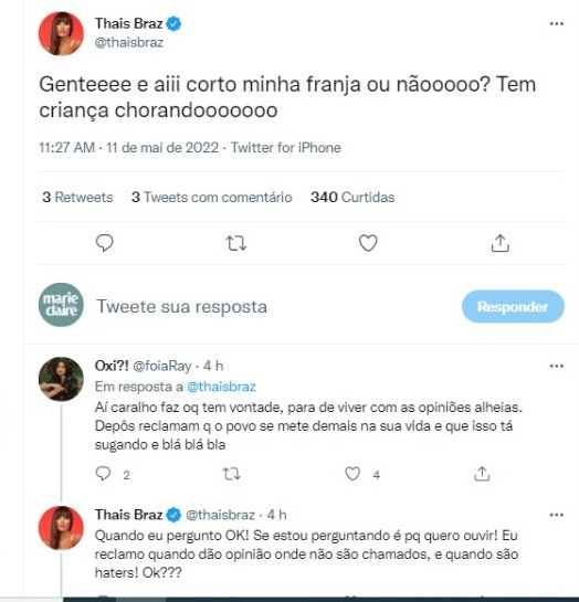 Thaís Braz rebate fã após crítica (Foto: Reprodução / Instagram)
