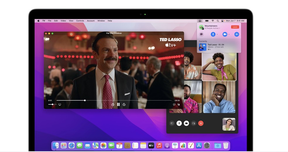 macOS Monterey vem com SharePlay, recurso para assistir vídeos remotamente com amigos — Foto: Divulgação/Apple