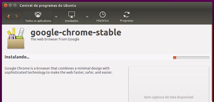 Aguardando a conclus?o da instala??o do Google Chrome no Linux (Foto: Reprodu??o/Edivaldo Brito)
