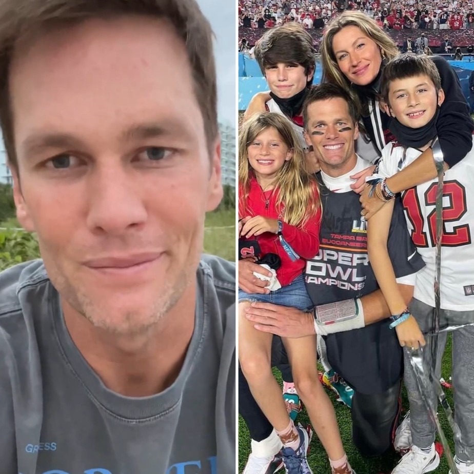 Tom Brady compartilha fotos com filhos e Gisele ao anunciar aposentadoria pela 2ª vez