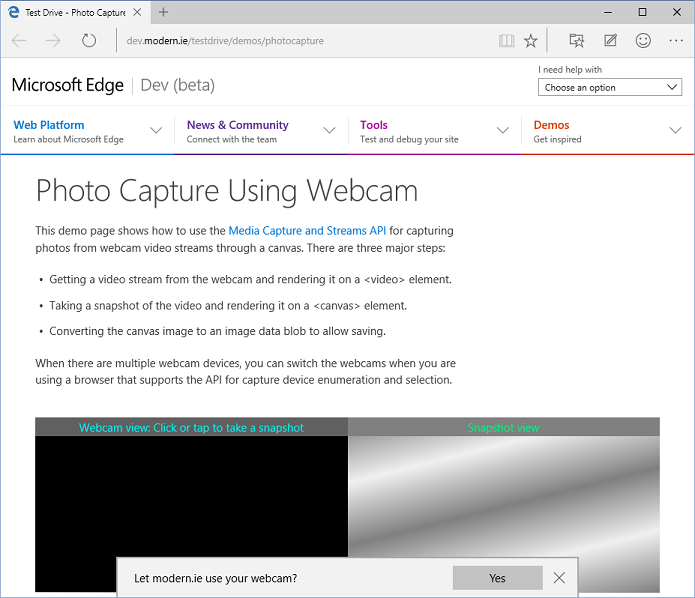 Edge já está testando recurso de captura de mídia no Windows 10 Technical Preview (Foto: Divulgação/Microsoft)