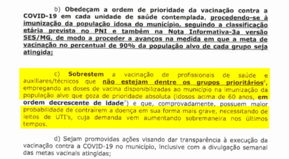 Ministério Público recomenda que Alfenas priorize vacinação de idosos contra Covid-19 — Foto: Reprodução/EPTV