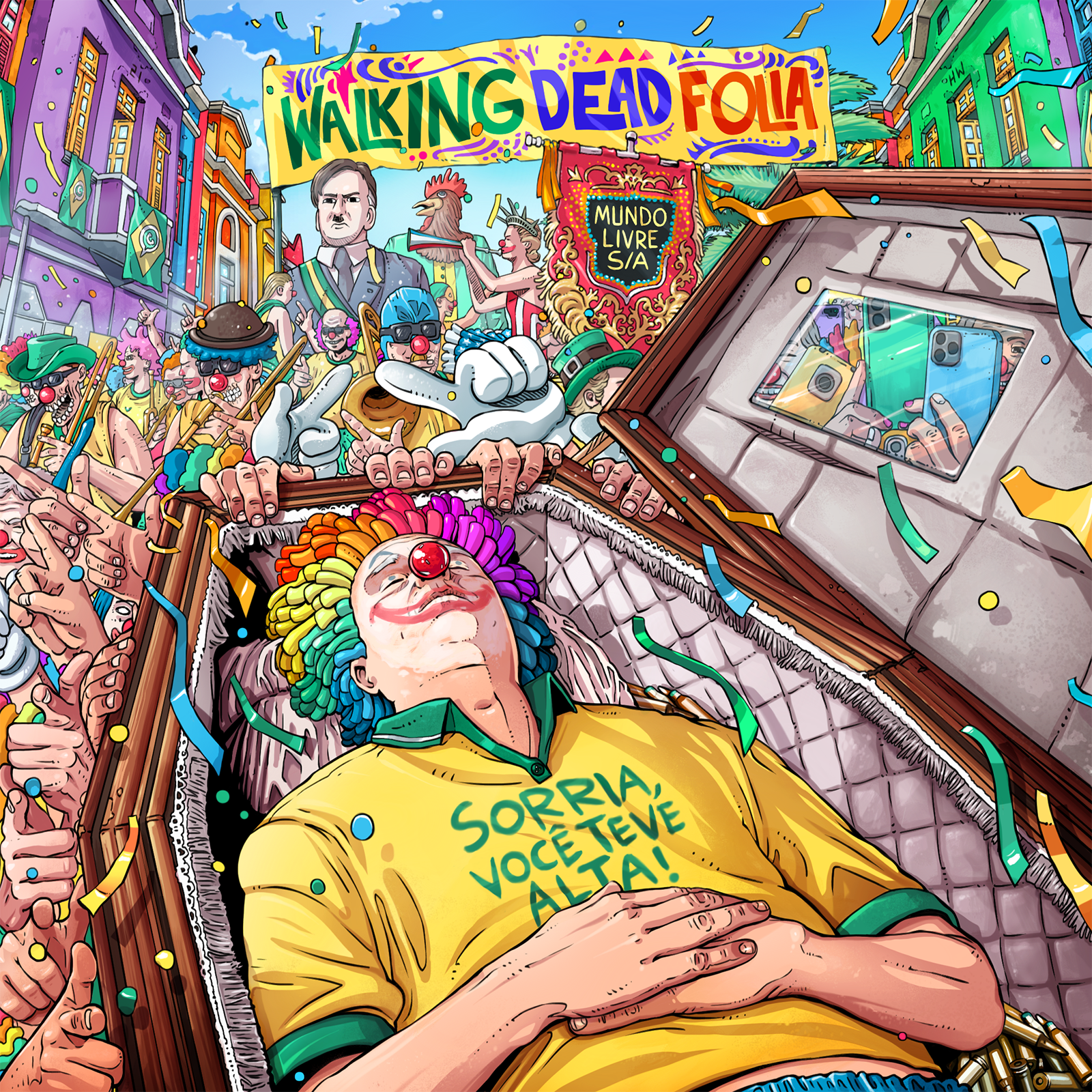 Banda Mundo Livre S/A expõe o negacionismo funesto na capa do álbum 'Walking dead folia'