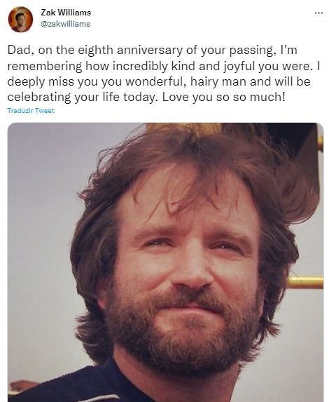 Zak Williams homenageia o pai, Robin Williams (Foto: Reprodução / Twitter)