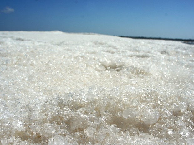 Município de Areia Branca, no litoral do RN, é um dos maiores produtores de sal do país (Foto: Anderson Barbosa/G1)