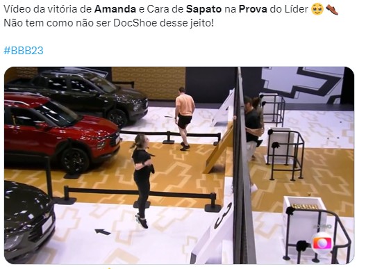 Quando Amanda e Cara de Sapato venceram a prova do líder juntos — Foto: Reprodução/Twitter