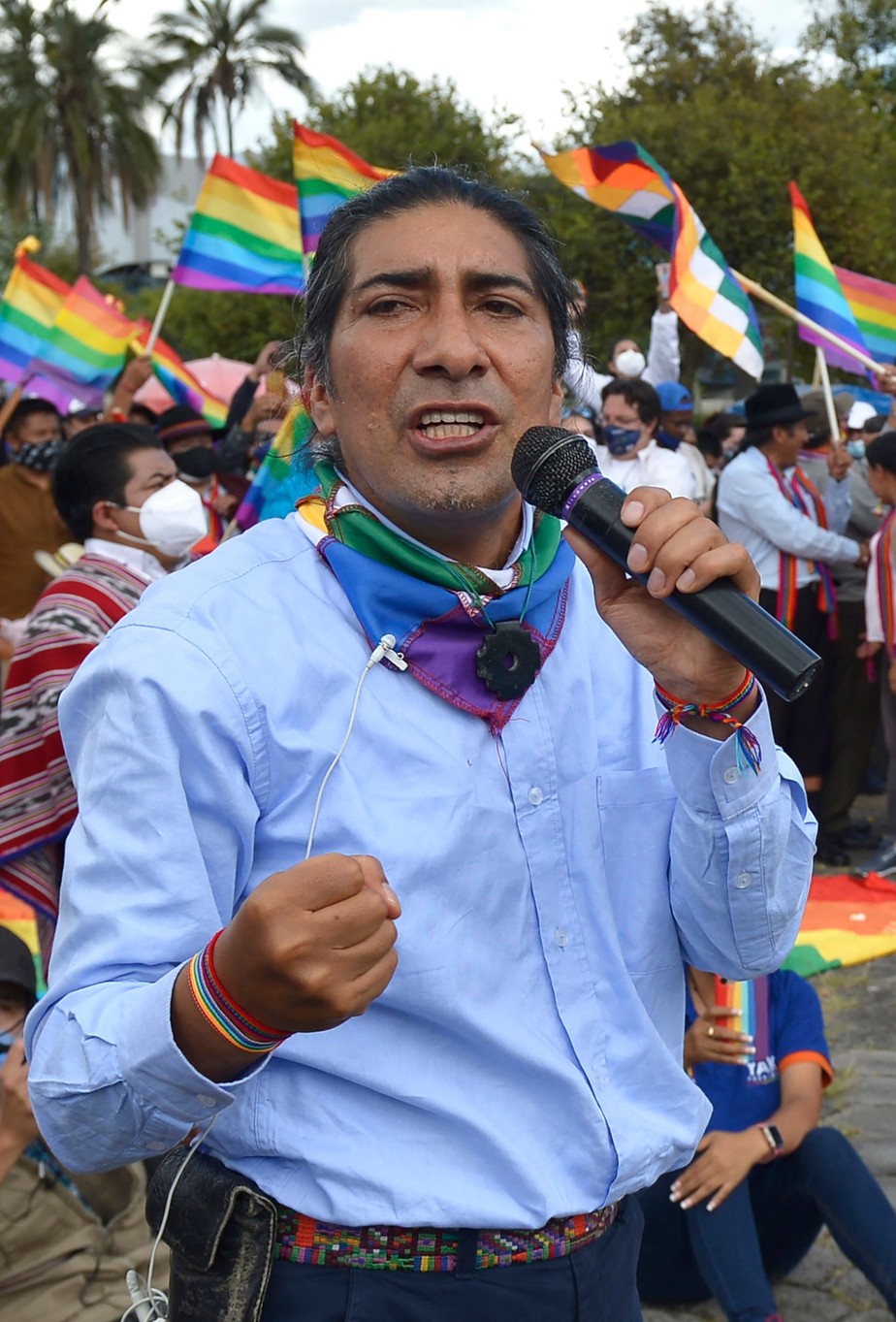 O ex-candidato presidencial e líder indígena do Equador, Yaku Pérez