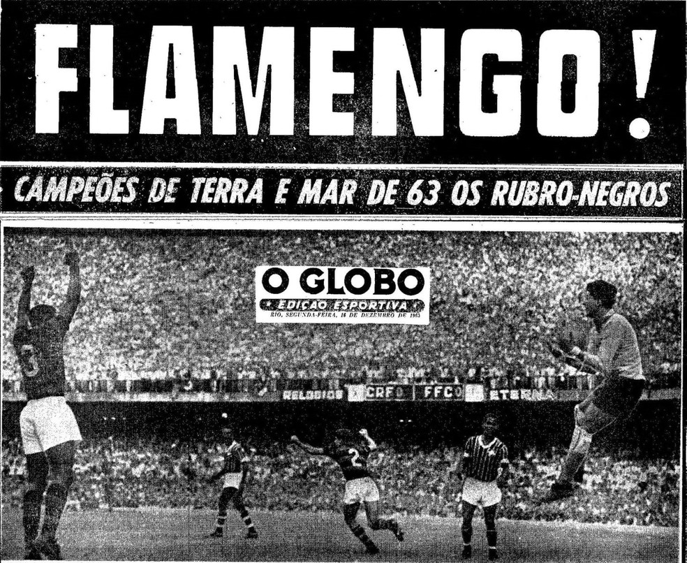 Título do Flamengo na manchete do jornal 