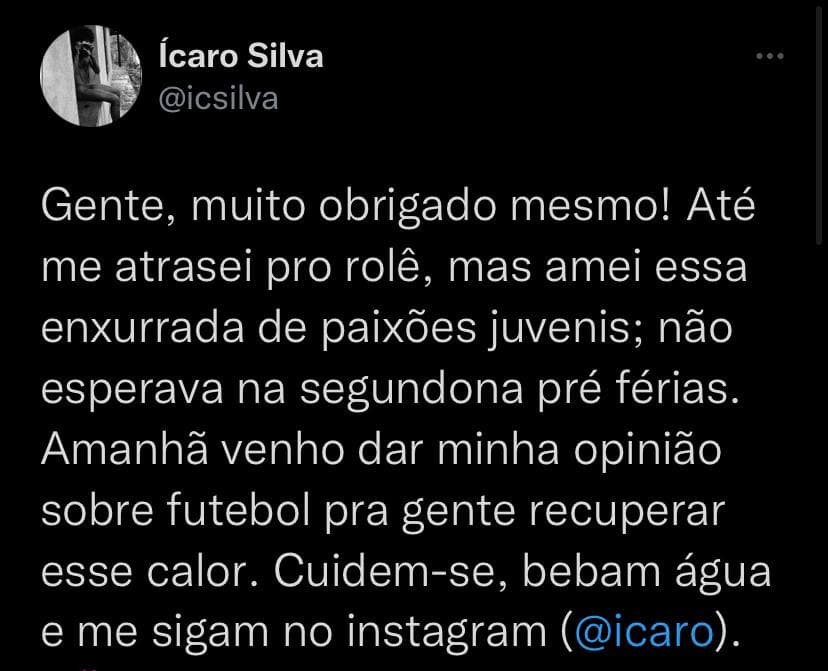 Ícaro Silva faz tweets após comentários negativos sobre participação no BBB (Foto: Reprodução / Instagram)