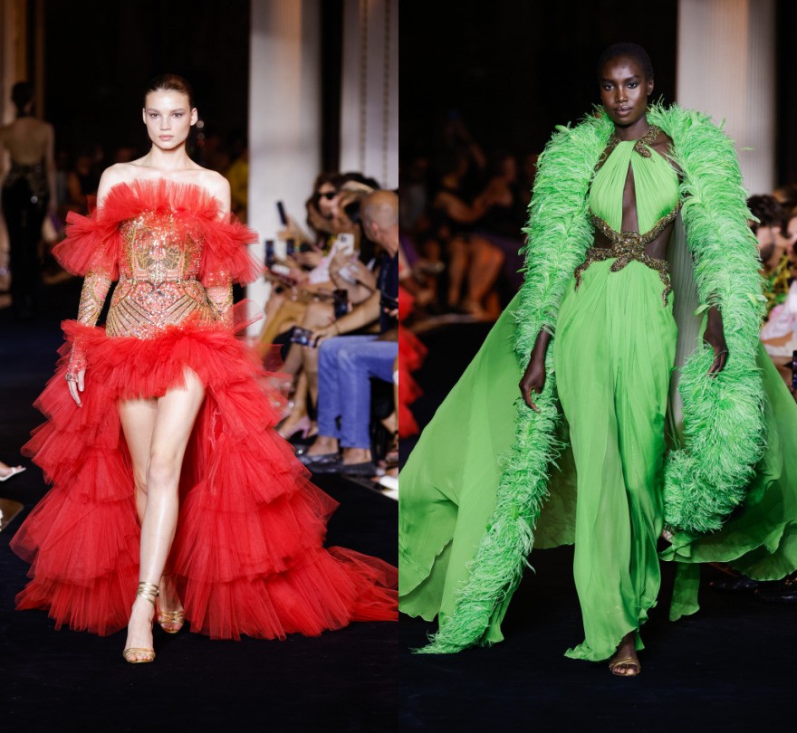 Zuhair Murad parades feathers, colors and asymmetry in haute couture (Photo: Getty Images)