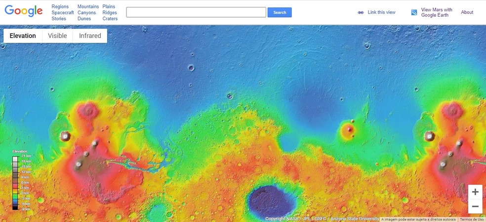 Conheça Google Mars, plataforma online do Google que permite ver mapas de Marte — Foto: Reprodução/Google Mars