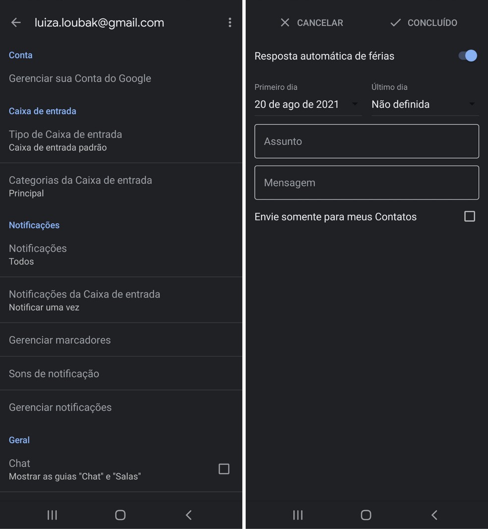 App permite gerenciamento automático das mensagens — Foto: Reprodução/Luiza Loubak