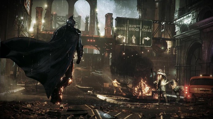 Batman prepara-se para enfrentar um grupo de bandidos em Arkham Knight (Foto: Paradiger)