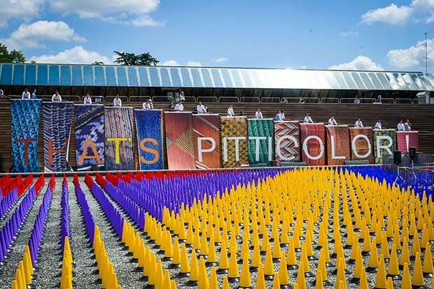 Pitti Uomo is celebrating ways of living “in colour” with a theme of “That’s PITTICOLOR!” One of the installations saw the main pavilion filled with a myriad of bright colours (Foto: Francesco Guazzelli / Pitti Uomo)