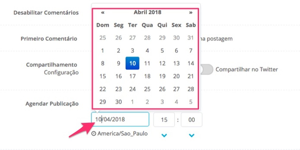 Ação para definir uma data no agendamento de posts do serviço online Postgrain (Foto: Reprodução/Marvin Costa)