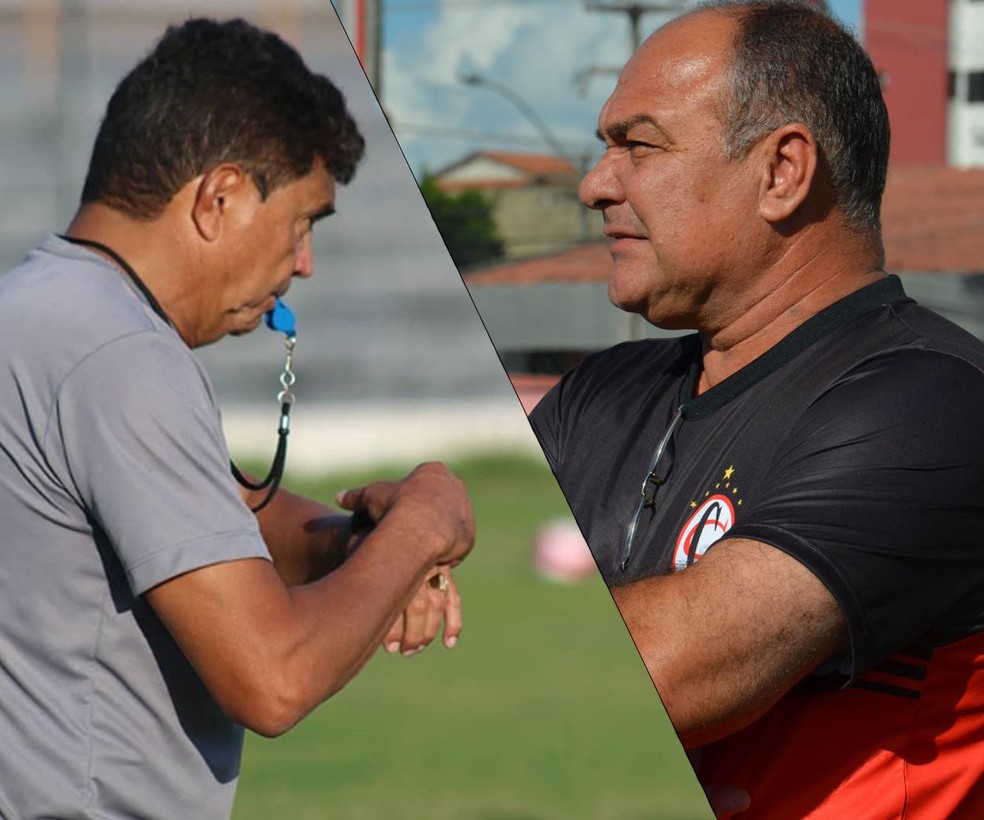 Vai ser o primeiro Clássico dos Maiorais para Flávio Raújo (à esquerda) e Ruy Scarpino (À direita) (Foto: Arte: GloboEsporte.com/pb / Foto 1: Ramon Smith/Treze / Foto 2: Samy Oliveira/Campinense)