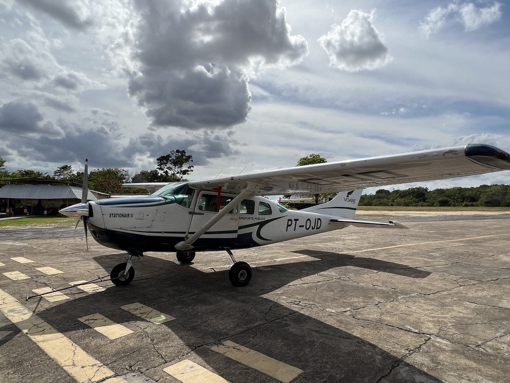 Avião usado no resgate em Palimiú, na Terra Indígena Yanomami — Foto: Caíque Rodrigues/g1 RR