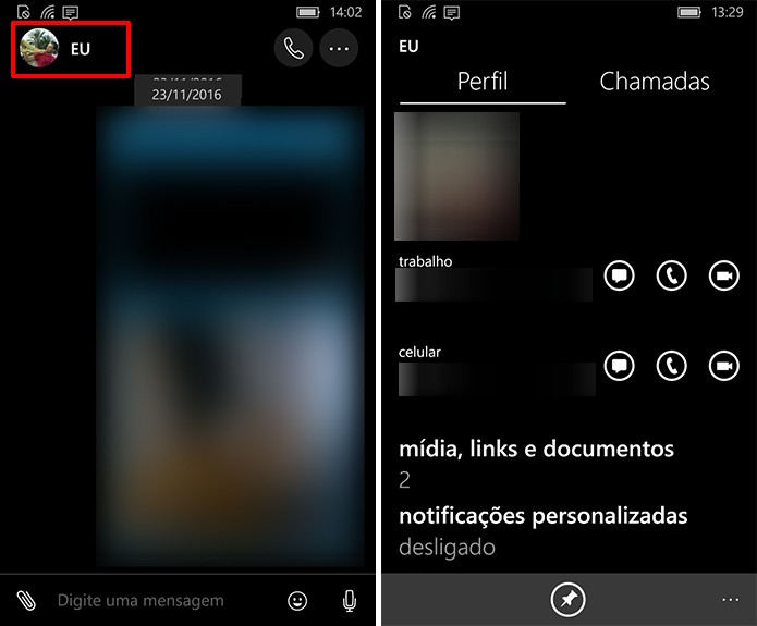 WhatsApp para Windows Phone pode mostrar detalhes de contato como número (Foto: Reprodução/Elson de Souza)