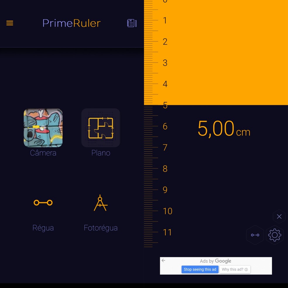 Aplicativo PrimeRuler pode ser usado para medir objetos — Foto: Reprodução/Maria Alice Freire
