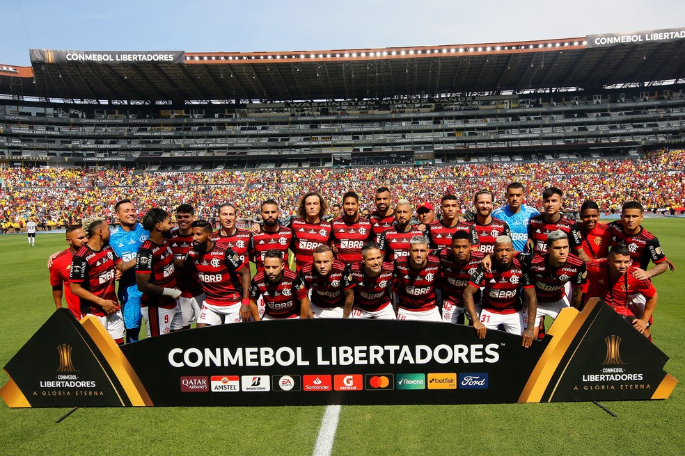 Foto do time do Flamengo antes da final da Libertadores de 2022 — Foto: Gilvan de Souza/Flamengo