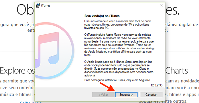 Prosseguindo a instalação do iTunes em um computador com Windows (Foto: Reprodução/Marvin Costa)