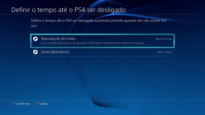 Há duas categorias diferentes para o desligamento automático do PS4 (Foto: Reprodução/Cássio Barbosa)