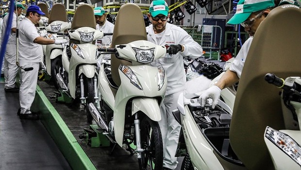 Linha de produção da Moto Honda (Foto: Divulgação)