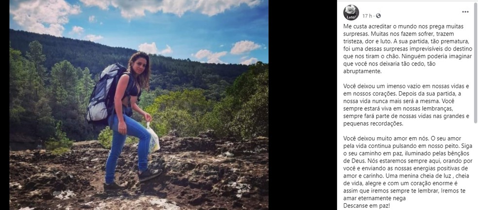 Amigos se despediram da jovem e prestaram homenagens nas redes sociais — Foto: Facebook/ Reprodução 