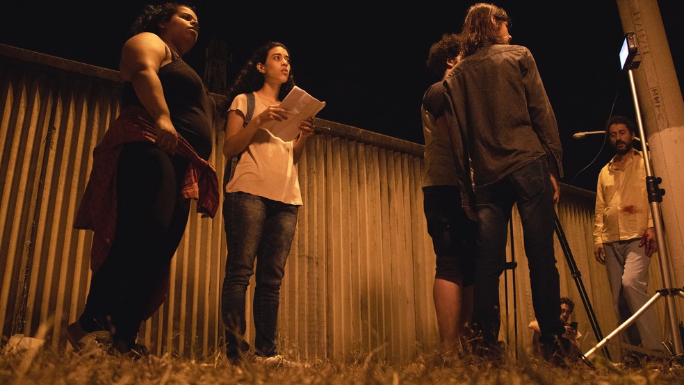 Equipe do filme brasiliense, "Castigo, durante as filmagens — Foto: Divulgação