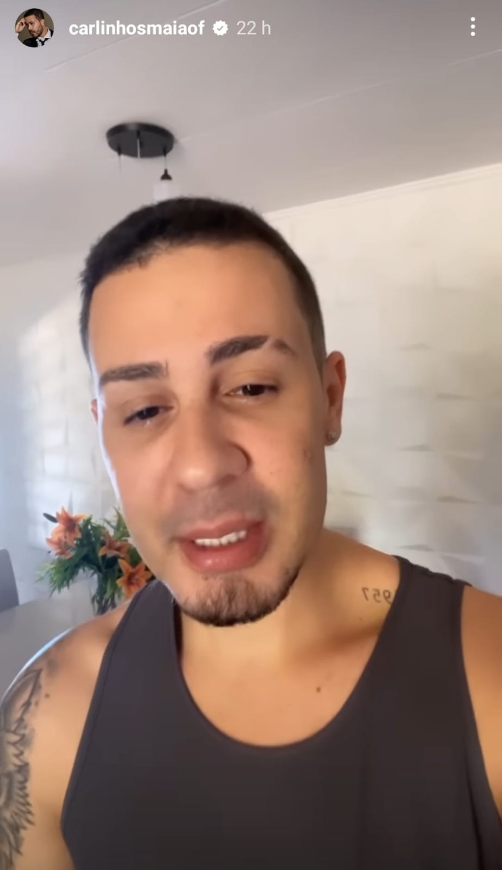 Carlinhos Maia aparece abatido na rede social — Foto: Reprodução