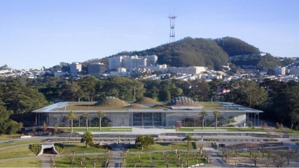 O design intrigante da Academia de Ciências da Califórnia foi desenvolvido para promover a ventilação do edifício — Foto: Cody Andresen