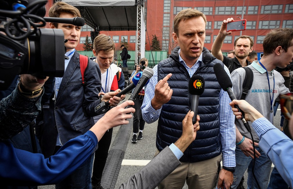 Opositor de Putin, Alexei Navalny compareceu ao protesto na região central de Moscou em 2018 — Foto: Alexander Nemenov/AFP 