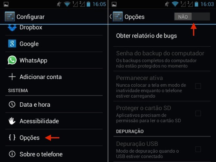 Acesse as configurações do sistema (Foto: Reprodução/Helito Bijora)
