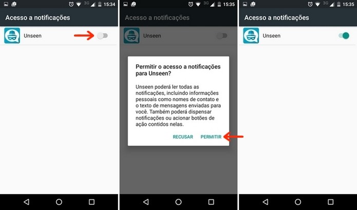 Permissão de acesso às notificações do Android para o Unseen (Foto: Divulgação/Raquel Freire)