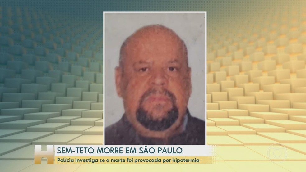 O morador de rua Isaias Faria, de 66 anos, que morreu na manhã desta quarta (18) no Centro de São Paulo. — Foto: Reprodução/TV Globo