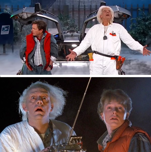Michael J. Fox e Christopher Lloyd em 1985 e hoje (Foto: Reprodução)