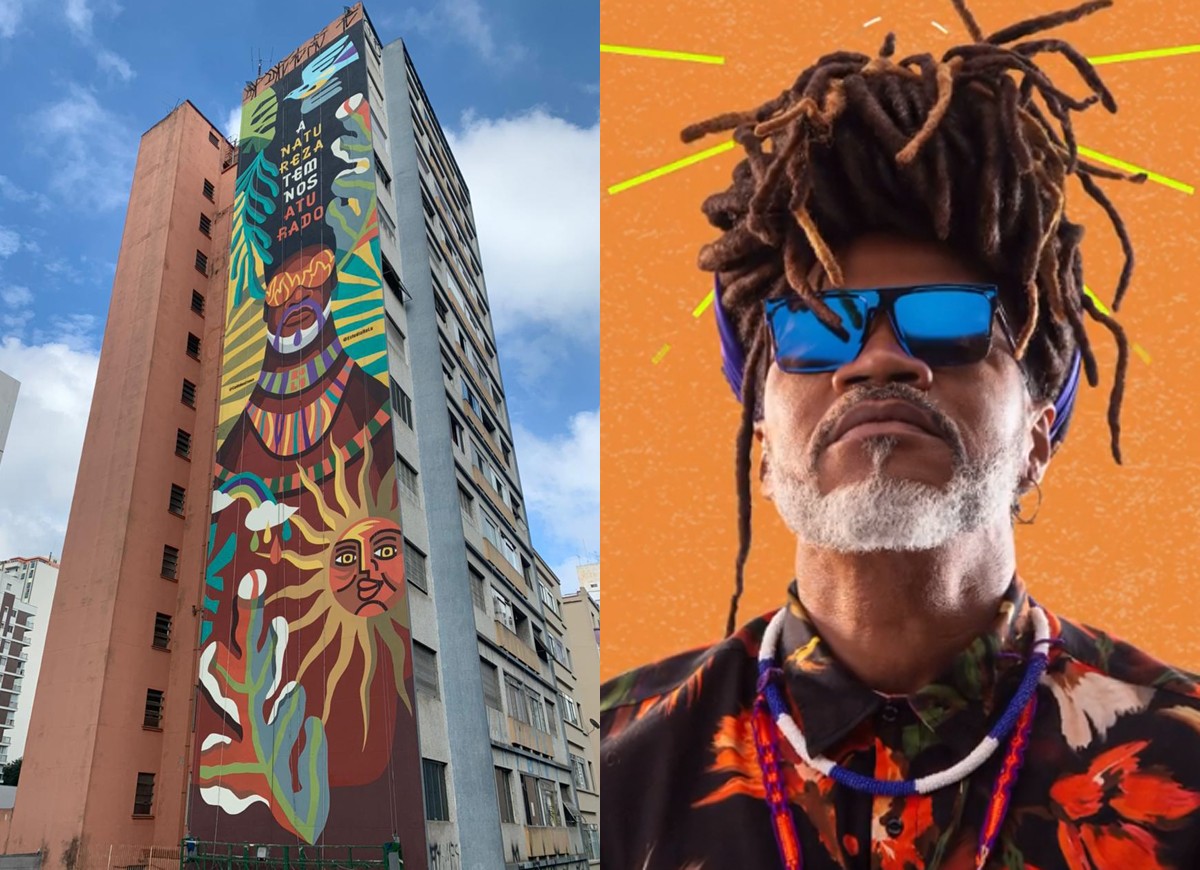 Carlinhos Brown assina obra no Minhocão em parceria com Rogério Pedro (Foto: Divulgação)