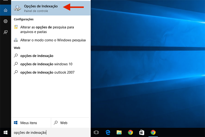 Acessando as opções de indexação do Windows 10 (Foto: Reprodução/Marvin Costa)