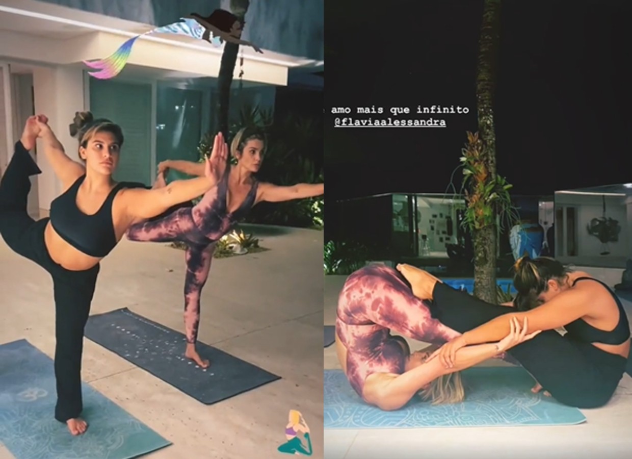 Giulia Costa e Flavia Alessandra praticam yoga juntas (Foto: Reprodução/Instagram)