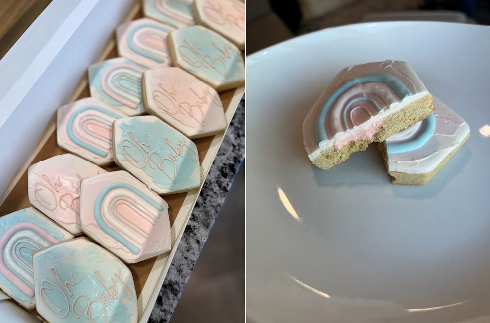 Biscoitos personalizados no ch&aacute; revela&ccedil;&atilde;o dos Clark &mdash; Foto: Reprodu&ccedil;&atilde;o