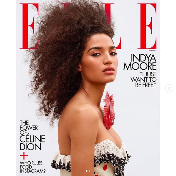 A atriz Indya Moore na capa da revista Elle dos EUA (Foto: Instagram)