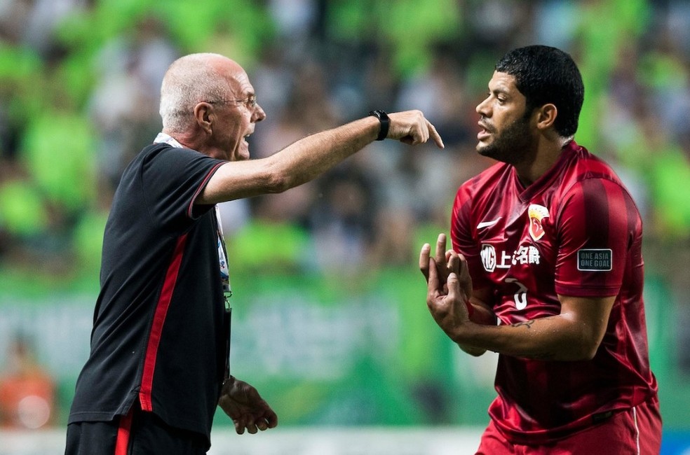 Eriksson foi técnico do paraibano Hulk no Shanghai SIPG — Foto: Twitter