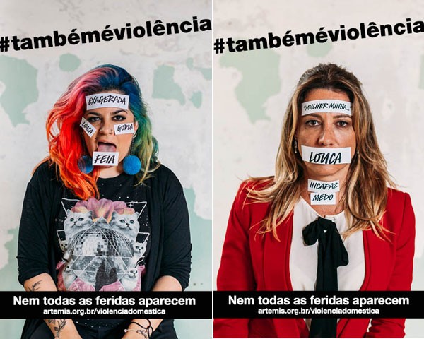 Feministas posam para a campanha #TambémÉViolência (Foto: Camila Cornelsen)