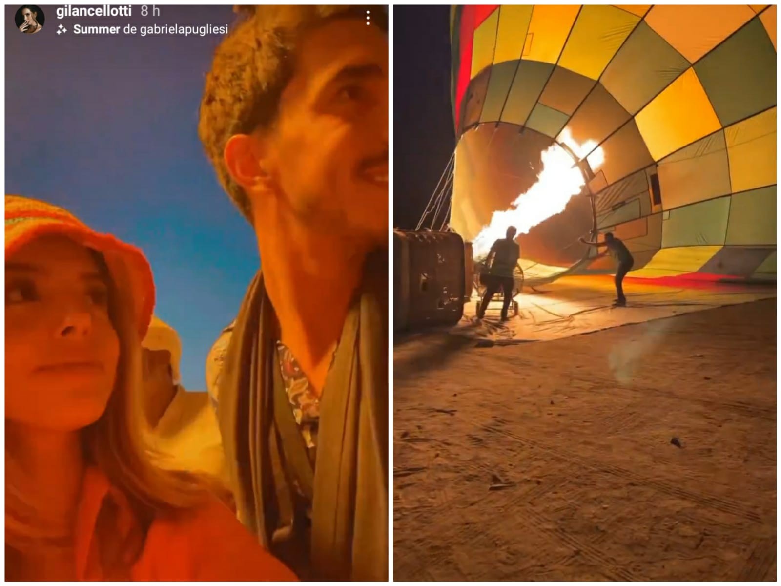 Giovanna Lancellotti e Gabriel David fazem passeio de balão no Egito (Foto: Reprodução/Instagram)