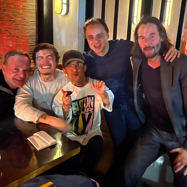 Rubens Barrichello, Whindersson Nunes, Emanuel, Felipe Massa e Keanu Reeves (Foto: Reprodução/Instagram)