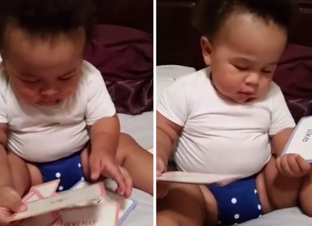 O pequeno Carter, de 19 meses, já lê (Foto: Reprodução/ Facebook)