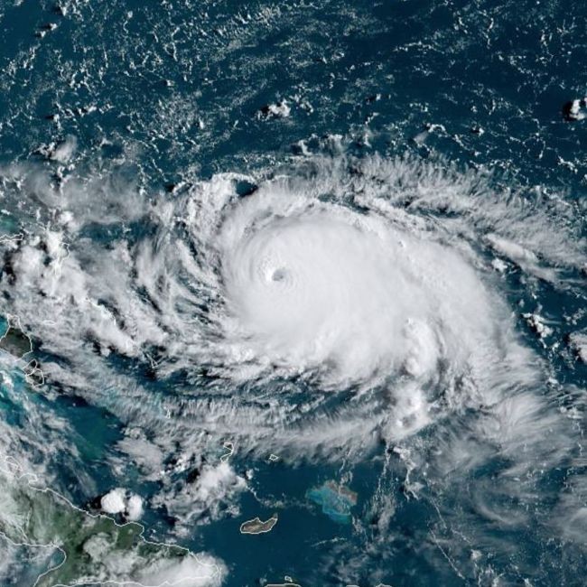 O olho do furacão Dorian está claramente visível do espaço. Imagem feita pelo satélite GOES-East da NOAA, capturado em 31 de agosto de 2019 (Foto: Nasa/NOAA)