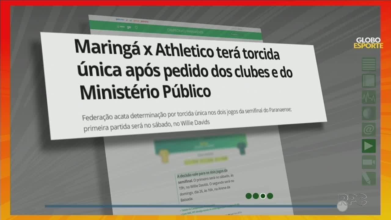 Maringá e Athletico terá torcida única no Paranaense